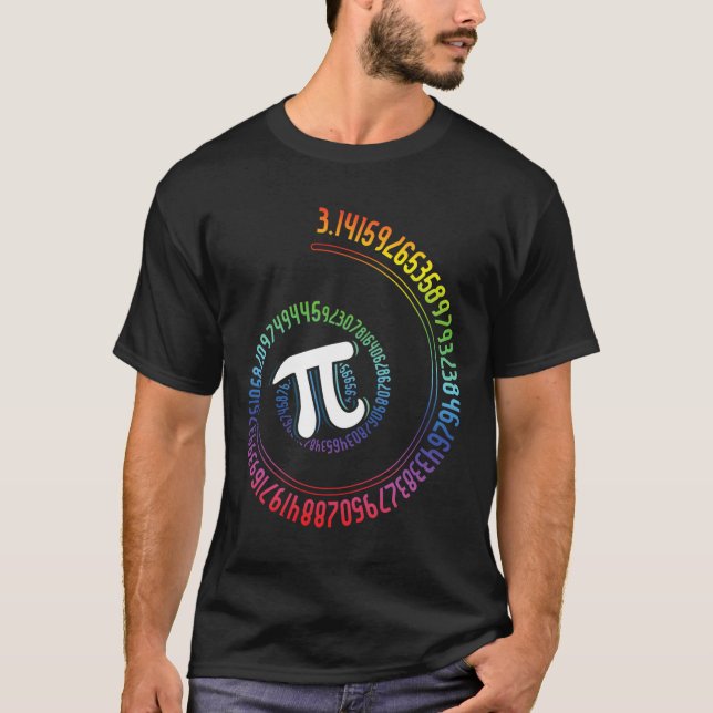 Spiral Rainbow Nerd Math Geek Mathematician Pi Day T-Shirt (Front)