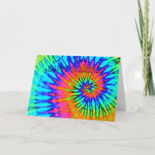 Spiral Rainbow Tie Dye Happy Birthday Card