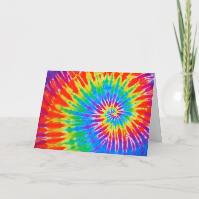 Spiral Rainbow Tie Dye Note Card (Front)