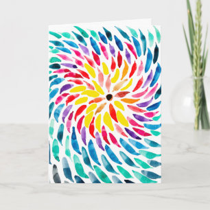Spiral rainbow watercolor abstract card