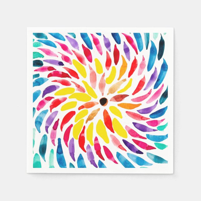 Spiral rainbow watercolor abstract napkin (Front)