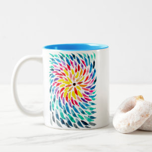 Spiral rainbow watercolor abstract Two-Tone coffee mug