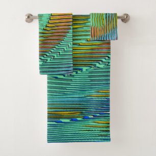 Spiral Rainbow with relief and messy stripes Bath Towel Set