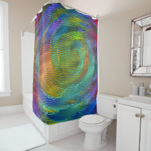Spiral Rainbow with relief and messy stripes Shower Curtain