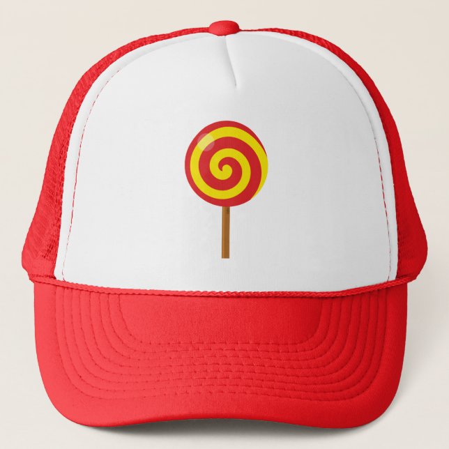Spiral Red Yellow Lollipop Trucker Hat (Front)
