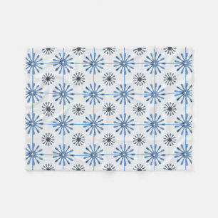 Spiral Retro Flowers Choose Your Background Colour Fleece Blanket