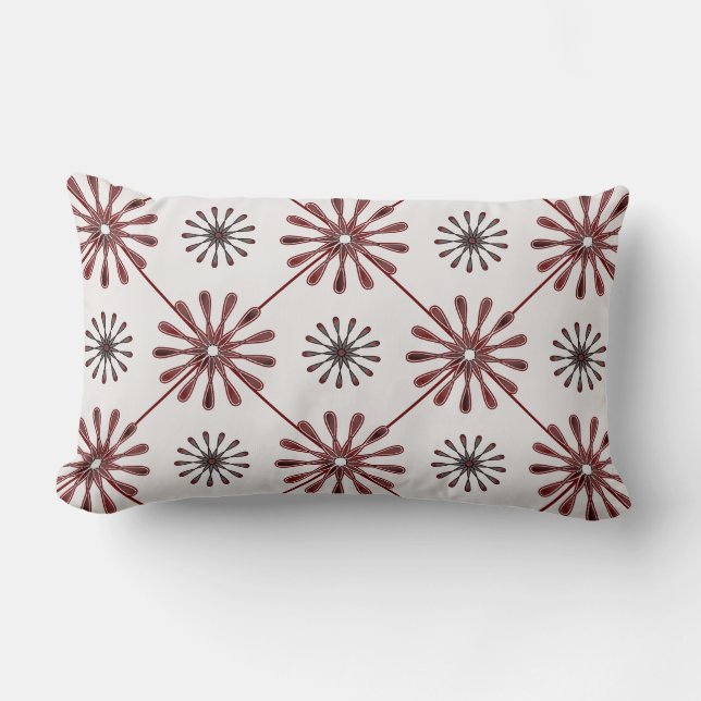 Spiral Retro Flowers Choose Your Background Colour Lumbar Cushion (Front)