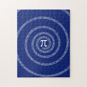 Spiral Rings for Pi on Navy Blue Jigsaw Puzzle