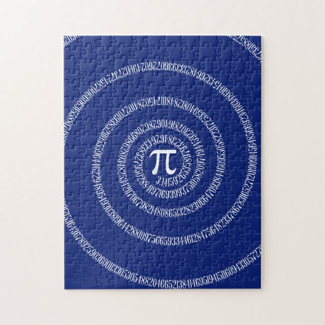 Spiral Rings for Pi on Navy Blue Jigsaw Puzzle (Vertical)