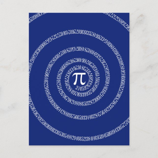 Spiral Rings for Pi on Navy Blue Postcard (Front)