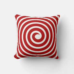 Spiral - Ruby Red on White Cushion