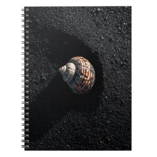 Spiral Seashell Black Sand Notebook