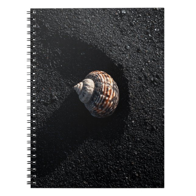 Spiral Seashell Black Sand Notebook (Front)