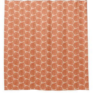 Spiral Seashell Block Print, Coral Orange Shower Curtain