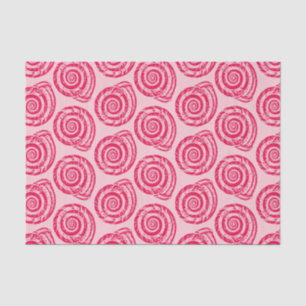 Spiral Seashell Block Print, Coral Pink & Fuchsia Tissue Paper
