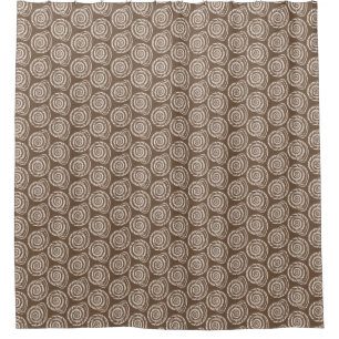 Spiral Seashell Block Print, Taupe Tan and Cream Shower Curtain