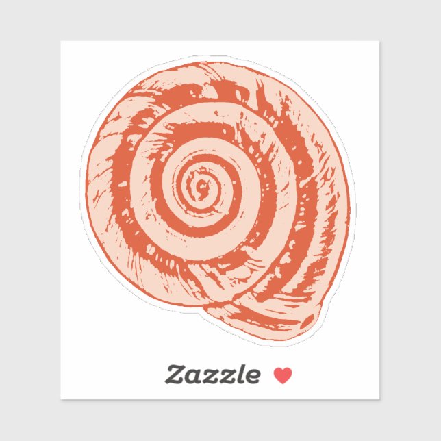 Spiral Seashell in Coral Orange (Sheet)