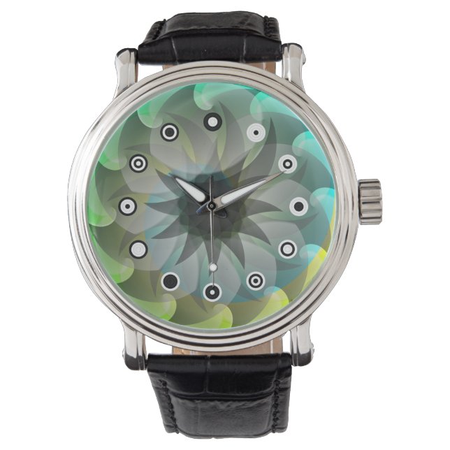 Spiral Shark (Binary Face) by Kenneth Yoncich Watch (Front)