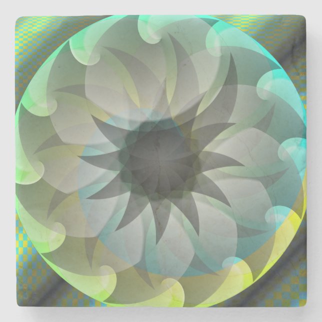 Spiral Shark by Kenneth Yoncich Stone Coaster (Front)