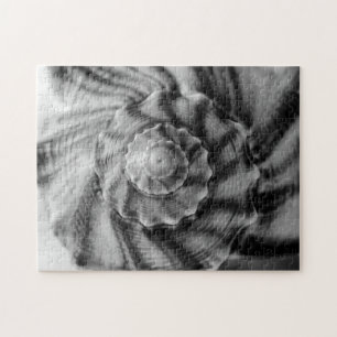 Spiral Shell, Black and White, Jigsaw Puzzle