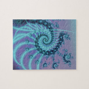 Spiral Staircase Blue and Pink Fractal Art Jigsaw Puzzle