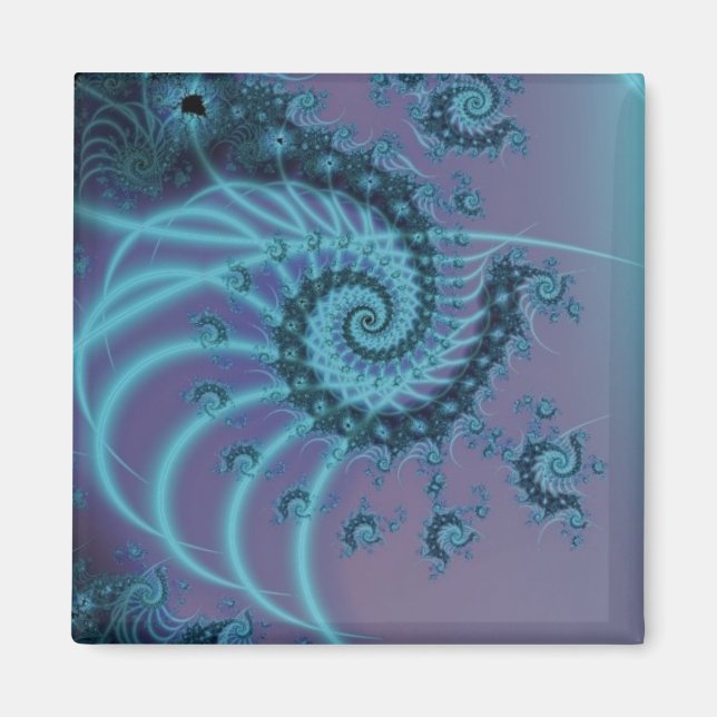 Spiral Staircase | Blue and Pink Fractal Art Magnet (Front)