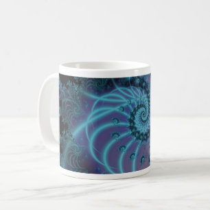 Spiral Staircase   Blue and Pink Fractal Art Wrap Coffee Mug