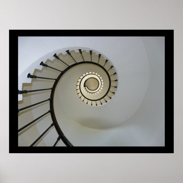 Spiral Stairway to Heaven Black and White Poster (Front)