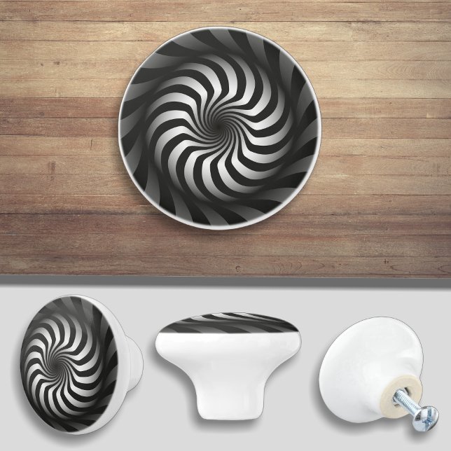 Spiral Swirl Black and White Cabinet Drawer Knob (Creator Uploaded)