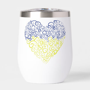 Spiral swirls mehandi heart Ukrainian flag colours