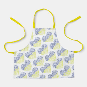 Spiral swirls mehandi heart Ukrainian flag colours Apron