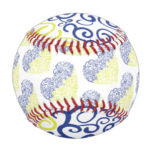 Spiral swirls mehandi heart Ukrainian flag colours Baseball