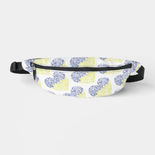 Spiral swirls mehandi heart Ukrainian flag colours Bum Bags