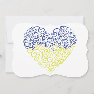 Spiral swirls mehandi heart Ukrainian flag colours Card