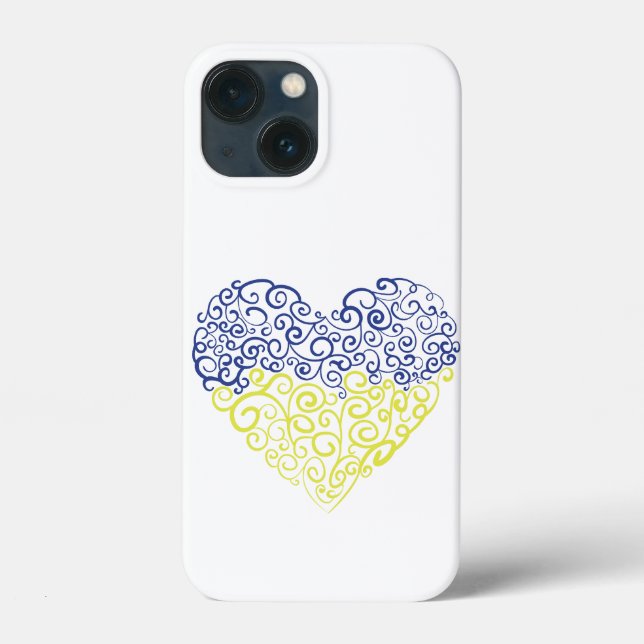 Spiral swirls mehandi heart Ukrainian flag colours Case-Mate iPhone Case (Back)