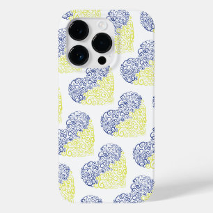Spiral swirls mehandi heart Ukrainian flag colours Case-Mate iPhone 14 Pro Case