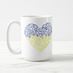 Spiral swirls mehandi heart Ukrainian flag colours Coffee Mug