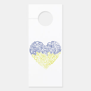 Spiral swirls mehandi heart Ukrainian flag colours Door Hanger