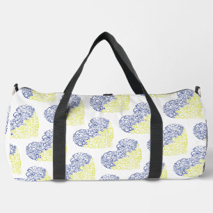 Spiral swirls mehandi heart Ukrainian flag colours Duffle Bag
