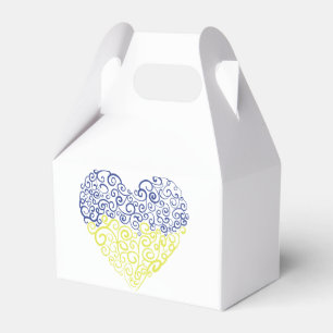 Spiral swirls mehandi heart Ukrainian flag colours Favour Box