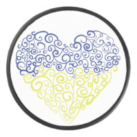 Spiral swirls mehandi heart Ukrainian flag colours