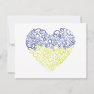 Spiral swirls mehandi heart Ukrainian flag colours Holiday Card