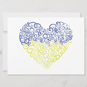Spiral swirls mehandi heart Ukrainian flag colours Holiday Card