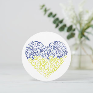 Spiral swirls mehandi heart Ukrainian flag colours Holiday Card