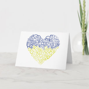 Spiral swirls mehandi heart Ukrainian flag colours Invitation