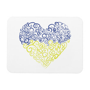 Spiral swirls mehandi heart Ukrainian flag colours Magnet