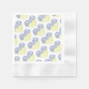 Spiral swirls mehandi heart Ukrainian flag colours Napkin