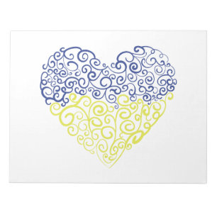 Spiral swirls mehandi heart Ukrainian flag colours Notepad