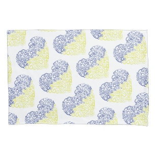 Spiral swirls mehandi heart Ukrainian flag colours Pillowcase