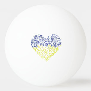 Spiral swirls mehandi heart Ukrainian flag colours Ping Pong Ball